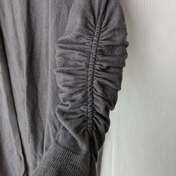 HINGE bell sleeve open front longline gray cardigan sweater - Picture 10 of 11